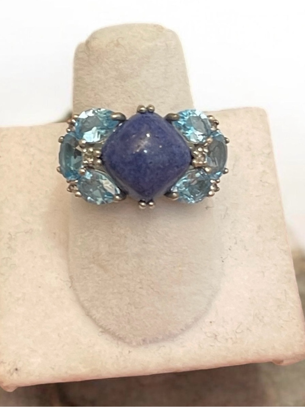 Sterling Silver Lapis and Topaz ring size 7